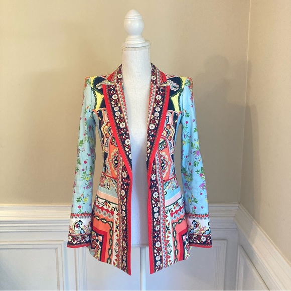 ALICE AND OLIVIA Nate Euphoria Paisley Floral Print Linen Blazer Jacket - Picture 13 of 16